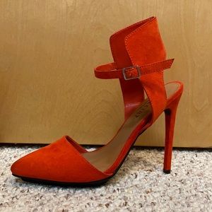 Orange suede heels